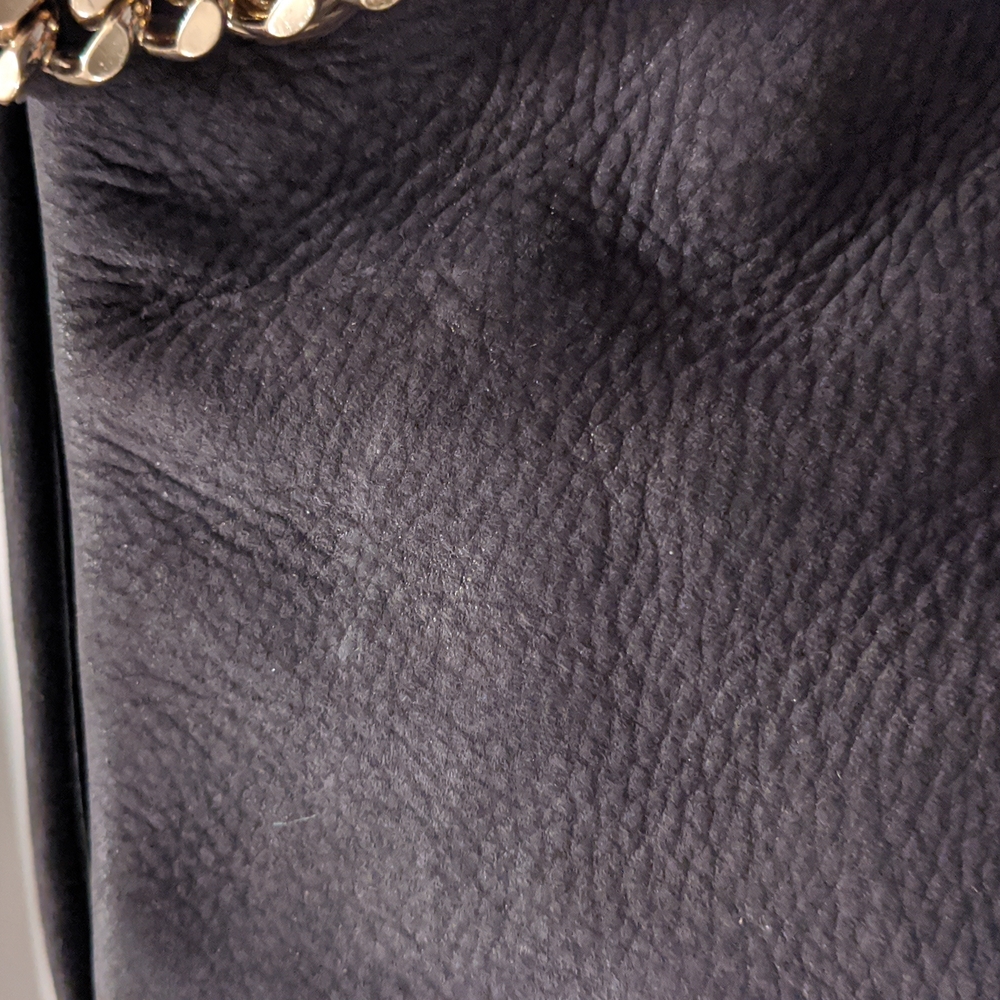 Kate Spade Dark Gray Suede lg purse with lg front pocket, Gold chain & Leather - Picture 14 of 16